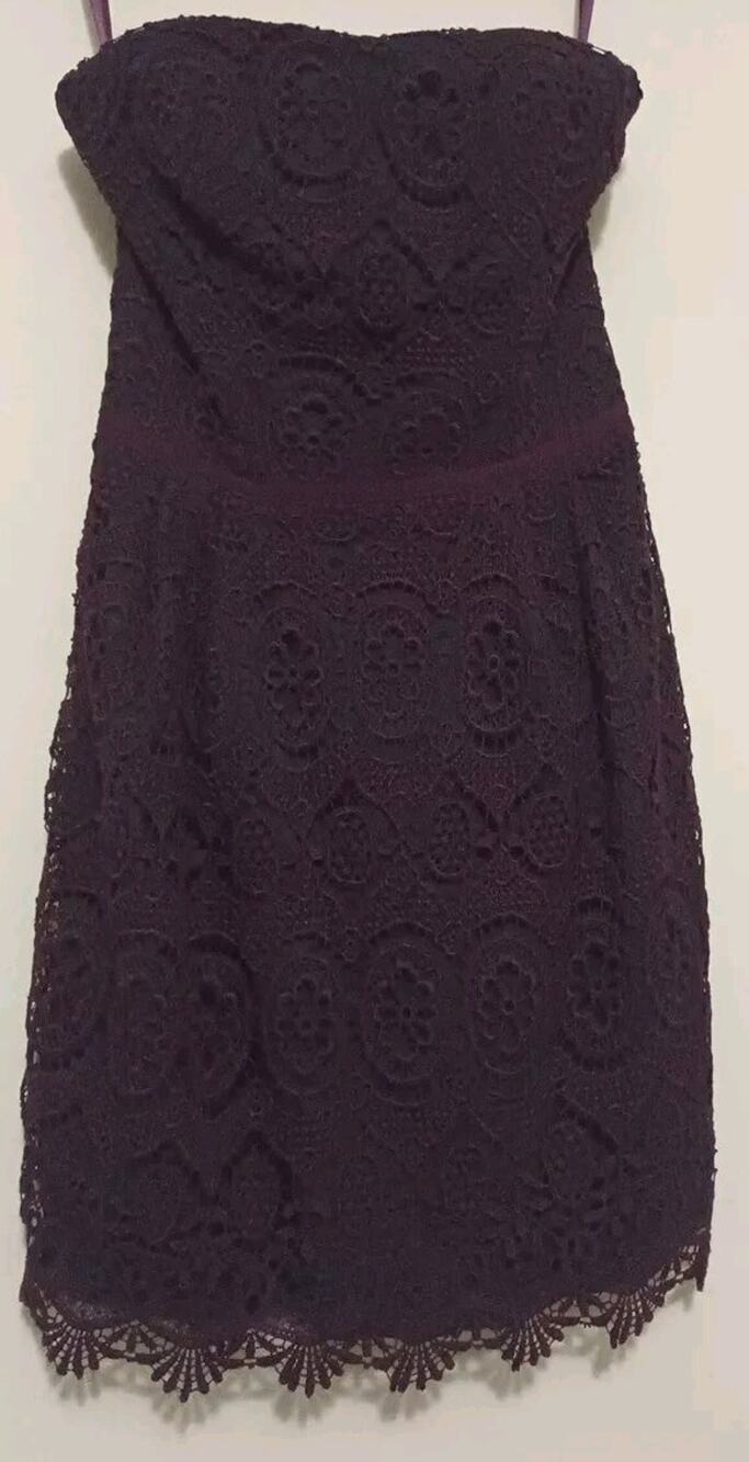 Club Monaco Strapless Lace Mini Dress Black Red Size 00